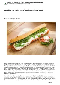 Panini for You. a Big Taste of Italy in a Small Loaf Bread Published on Iitaly.Org (