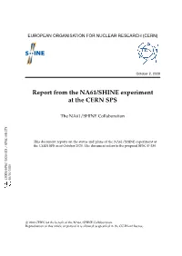 Report from the NA61/SHINE Experiment at the CERN SPS,” Tech