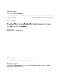 Situating Wikipedia As a Health Information Resource in Various Contexts: a Scoping Review