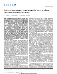 Active Formation of 'Chaos Terrain' Over Shallow Subsurface Water on Europa