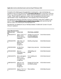 Applications to Be Advertised Week Commencing 24 February 2020 Full