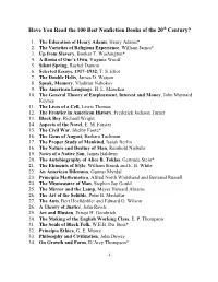 D:\Documents\Shauna's Documents\100 Best Nonfiction