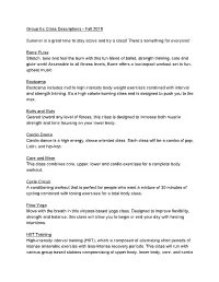 Group Ex Class Descriptions - Fall 2019
