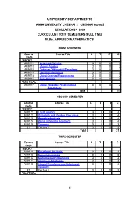 UNIVERSITY DEPARTMENTS M.Sc. APPLIED MATHEMATICS