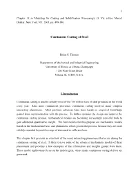 Continuous Casting of Steel