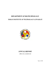 Department of Biotechnology Annual Report