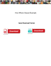 Hive Where Clause Example
