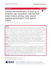 Isolation and Identification of Asaia Sp. in Anopheles Spp. Mosquitoes