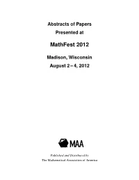 Mathfest 2012