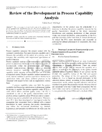 Review of the Development in Process Capability Analysis