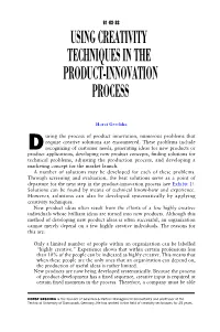 Using Creativity Techniques in the Product-Innovation Process