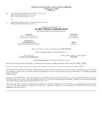 ACME UNITED CORPORATION Exact Name of Registrant As Specified in Its Charter
