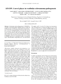 ADAM9: a Novel Player in Vestibular Schwannoma Pathogenesis