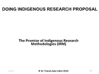 Doing Indigenous Research Proposal