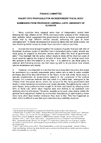 Finance Committee Inquiry Into Proposals for An