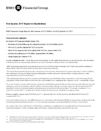 First Quarter 2017 Report to Shareholders