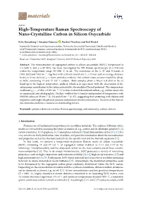 High-Temperature Raman Spectroscopy of Nano-Crystalline Carbon in Silicon Oxycarbide