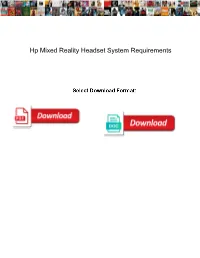 Hp Mixed Reality Headset System Requirements