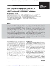 Low-Coverage Exome Sequencing Screen in Formalin-Fixed Paraffin-Embedded Tumors Reveals Evidence of Exposure to Carcinogenic Aristolochic Acid
