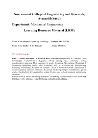 Mechanical Engineering Learning Resource Material (LRM)