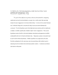 Relationship Between Adult Attachment Styles, Hostile Attribution Bias and Aggression