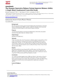 The Dynamic Innovative Balance System Improves Balance Ability: a Single Blind, Randomized Controlled Study