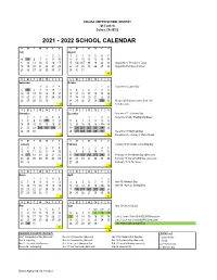 2021 - 2022 School Calendar