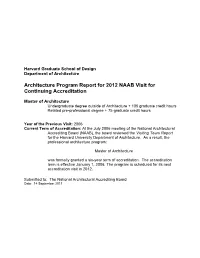 Architecture Program Report for 2012 NAAB Visit for Continuing Accreditation