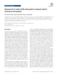 Assessment of Angle Width Using Anterior Segment Optical Coherence Tomography