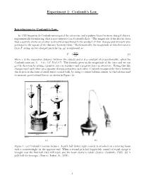 Experiment 1: Coulomb's