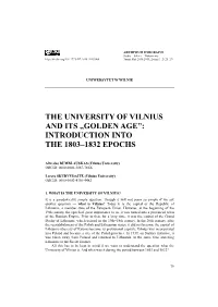 „Golden Age”: Introduction Into the 1803–1832 Epochs