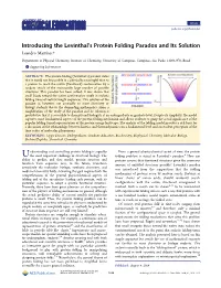Introducing the Levinthal's Protein Folding Paradox and Its Solution