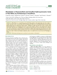 Metabolism of Nonesterified and Esterified Hydroxycinnamic Acids In