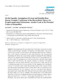 On the Equality Assumption of Latent and Sensible Heat Energy Transfer