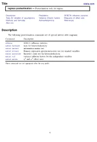 Regress Postestimation — Postestimation Tools for Regress
