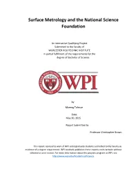 Surface Metrology and the National Science Foundation