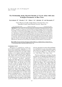 The Relationship Among Infection Intensity of Viscum Album with Some Ecological Parameters of Host Trees