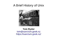 A Brief History of Unix
