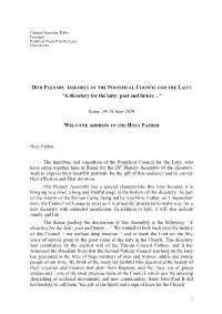 “A Dicastery for the Laity: Past and Future ...”