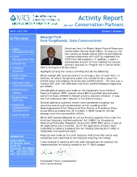 Activity Report for Our Conservation Partners
