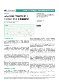 An Atypical Presentation of Epilepsy; What a Headache! J Neurol Transl Neurosci 5(1): 1078