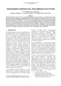 High-Bandwidth Aeronautical Telecommunication Options
