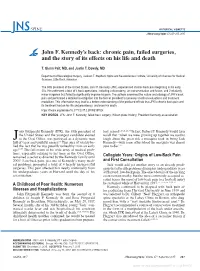 John F. Kennedy's Back: Chronic Pain, Failed Surgeries, and the Story of Its