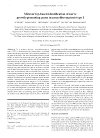 Microarray‑Based Identification of Nerve Growth‑Promoting Genes in Neurofibromatosis Type I