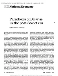 Paradoxes of Belarus in the Post-Soviet Era