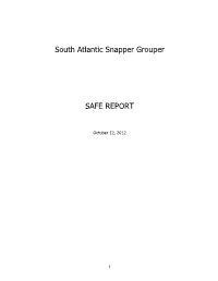 South Atlantic Snapper Grouper SAFE Report, Oct 2012