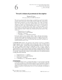 Toward a Balanced Grammatical Description