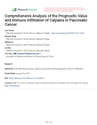Comprehensive Analysis of the Prognostic Value and Immune in Ltration of Calpains in Pancreatic Cancer