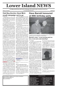 Friends of the Lower Island News Whose the DEADLINE to Submit Material for the Next Issue Is Financial Support Keeps This Independent Newspaper Alive