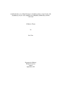 Labor in the Us Foreign Policy During Early Cold